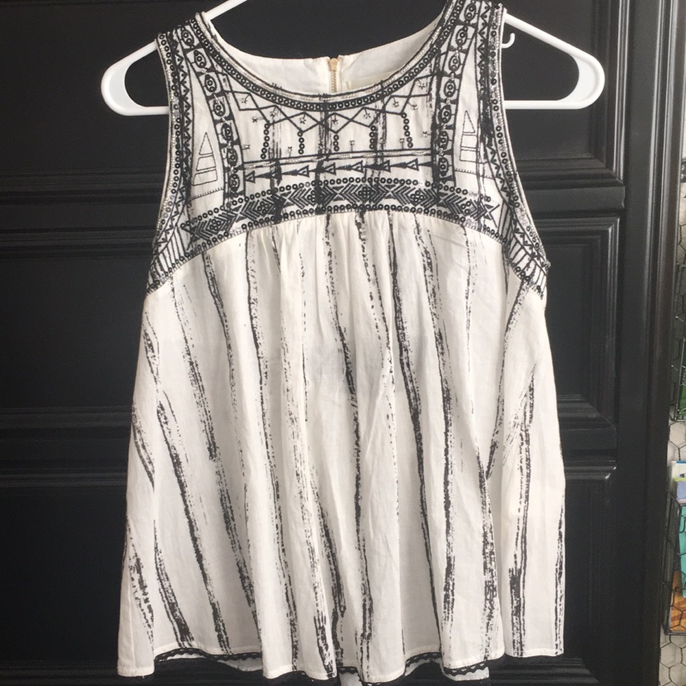 Black and white beaded summer top